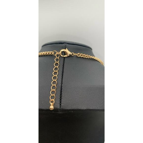 Gold Tone And White Dangly Beaded Statement Collar Bib Necklace - Picture 5 of 5